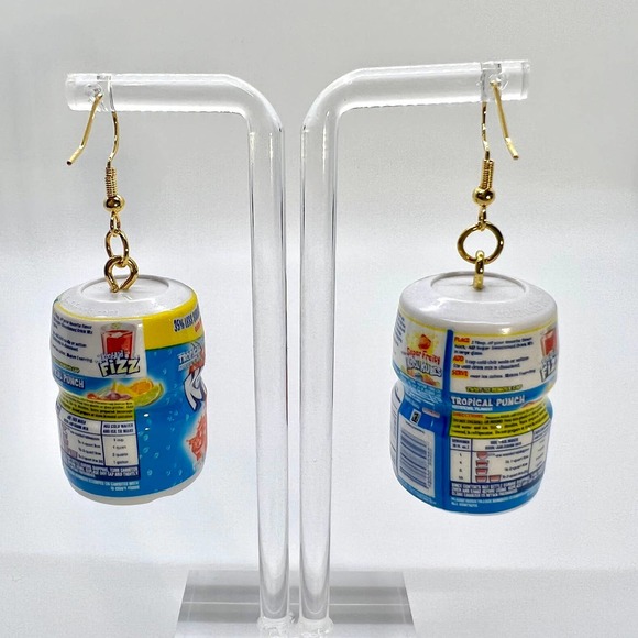 Kool Aid Earrings - Tropical Punch Drink Powder Cans - Mini Brands Earrings - Picture 2 of 6
